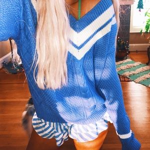 Urban Outfitters Periwinkle Varsity Chunky Swtr